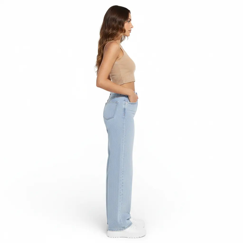 Pantalon jeans taille haute-coupe large LUNAVIA PANTS