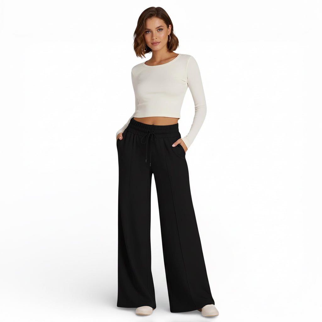 Pantalon femme fluide, jambes large
