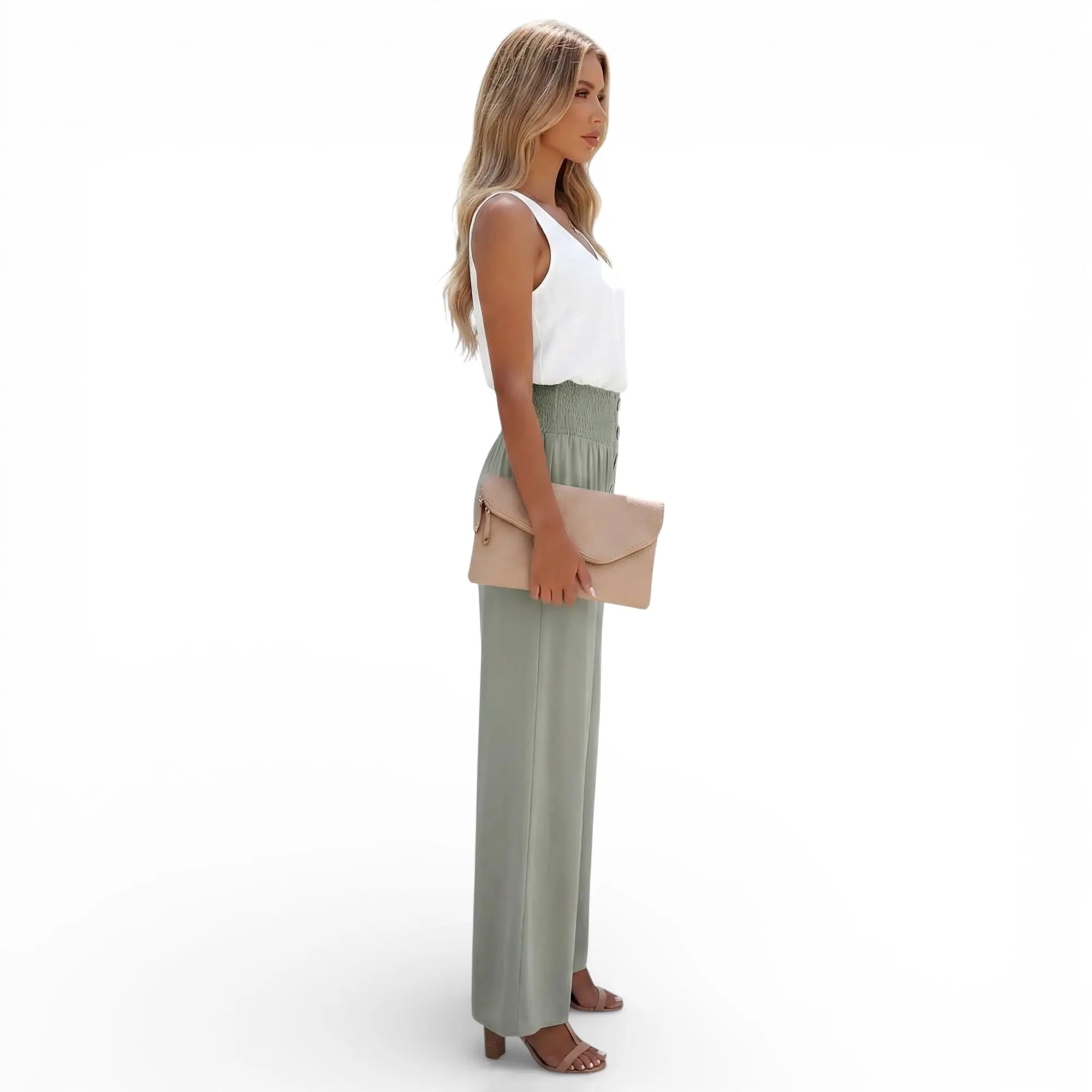 Pantalon lin mélangé taille haute LUNAVIA PANTS