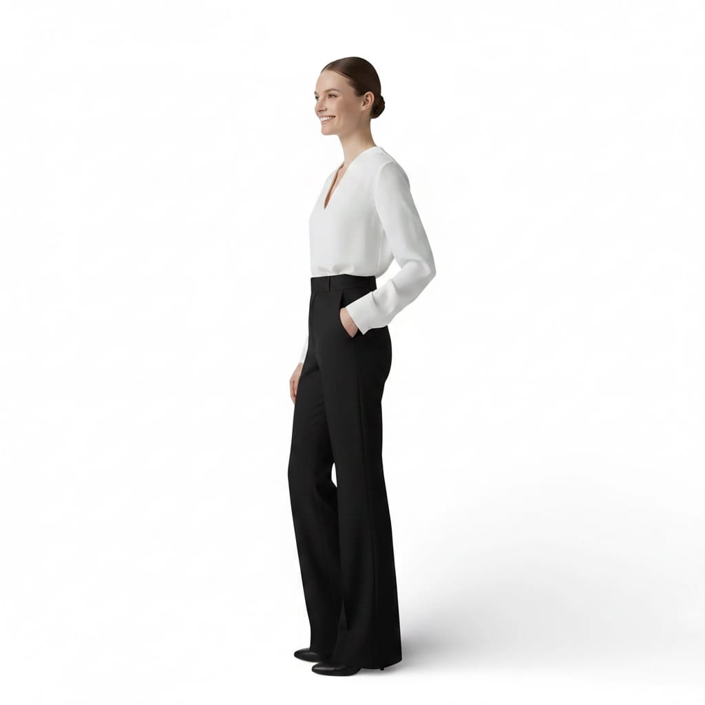 Pantalon tailleur, coupe évasé femme