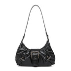 Petit Sac à Main Demi-Lune Souple Noir Brillant LUNAVIA PANTS
