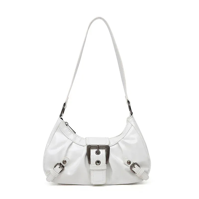 Petit Sac à Main Demi-Lune Souple Noir Brillant LUNAVIA PANTS