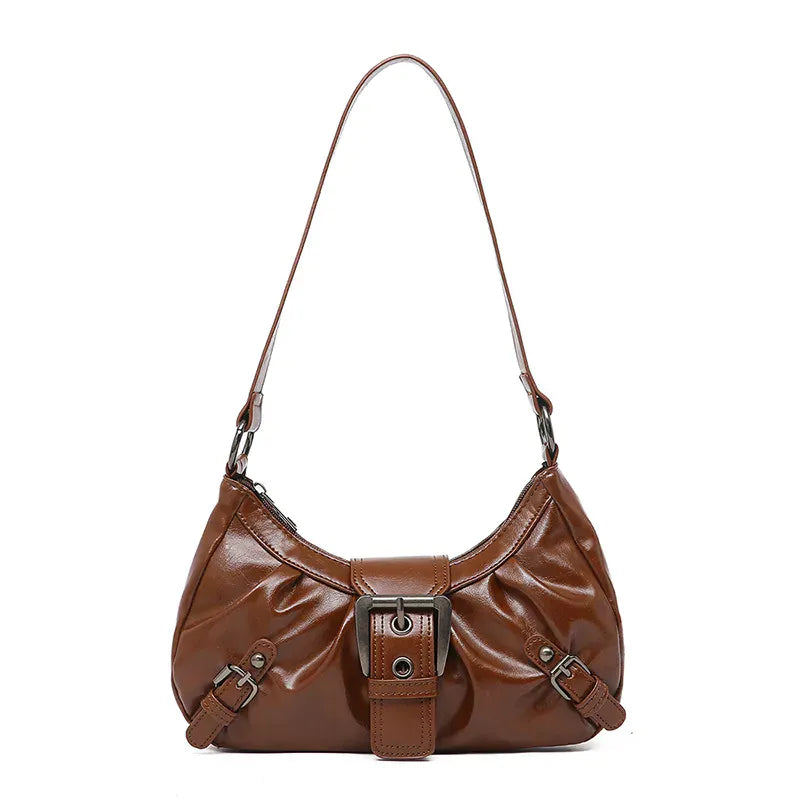 Petit Sac à Main Demi-Lune Souple Noir Brillant LUNAVIA PANTS