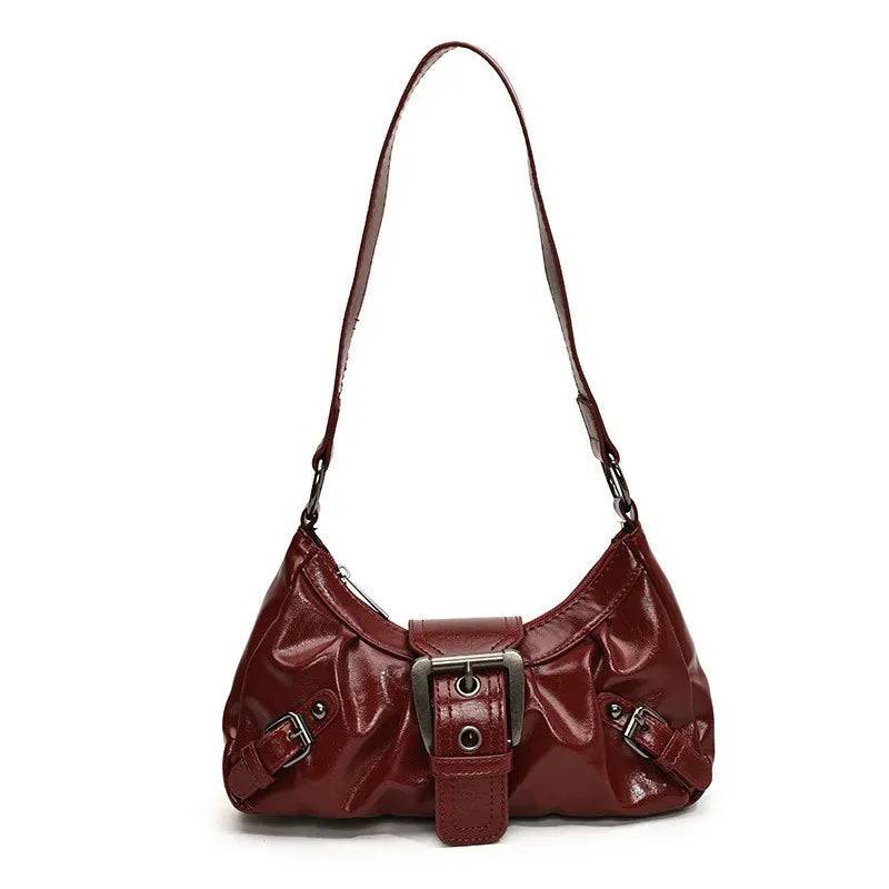Petit Sac à Main Demi-Lune Souple Noir Brillant LUNAVIA PANTS