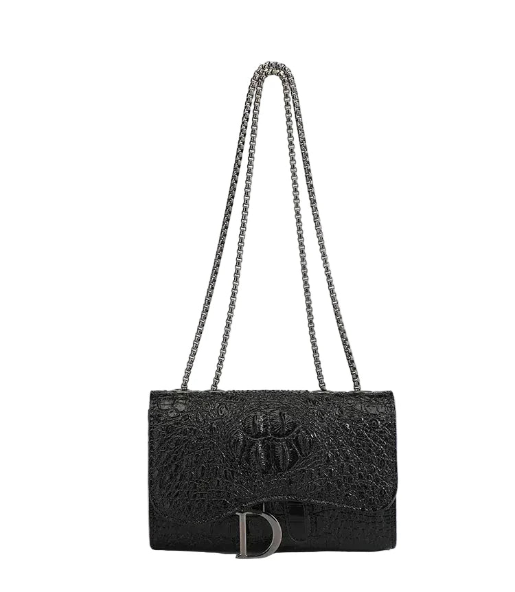 Petit Sac bandoulière à Rabat Multipoche Noir Brillant LUNAVIA PANTS