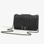Petit Sac bandoulière à Rabat Multipoche Noir Brillant LUNAVIA PANTS