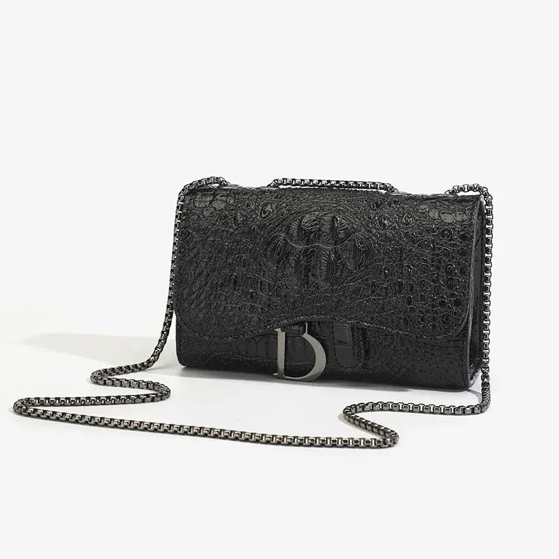 Petit Sac bandoulière à Rabat Multipoche Noir Brillant LUNAVIA PANTS