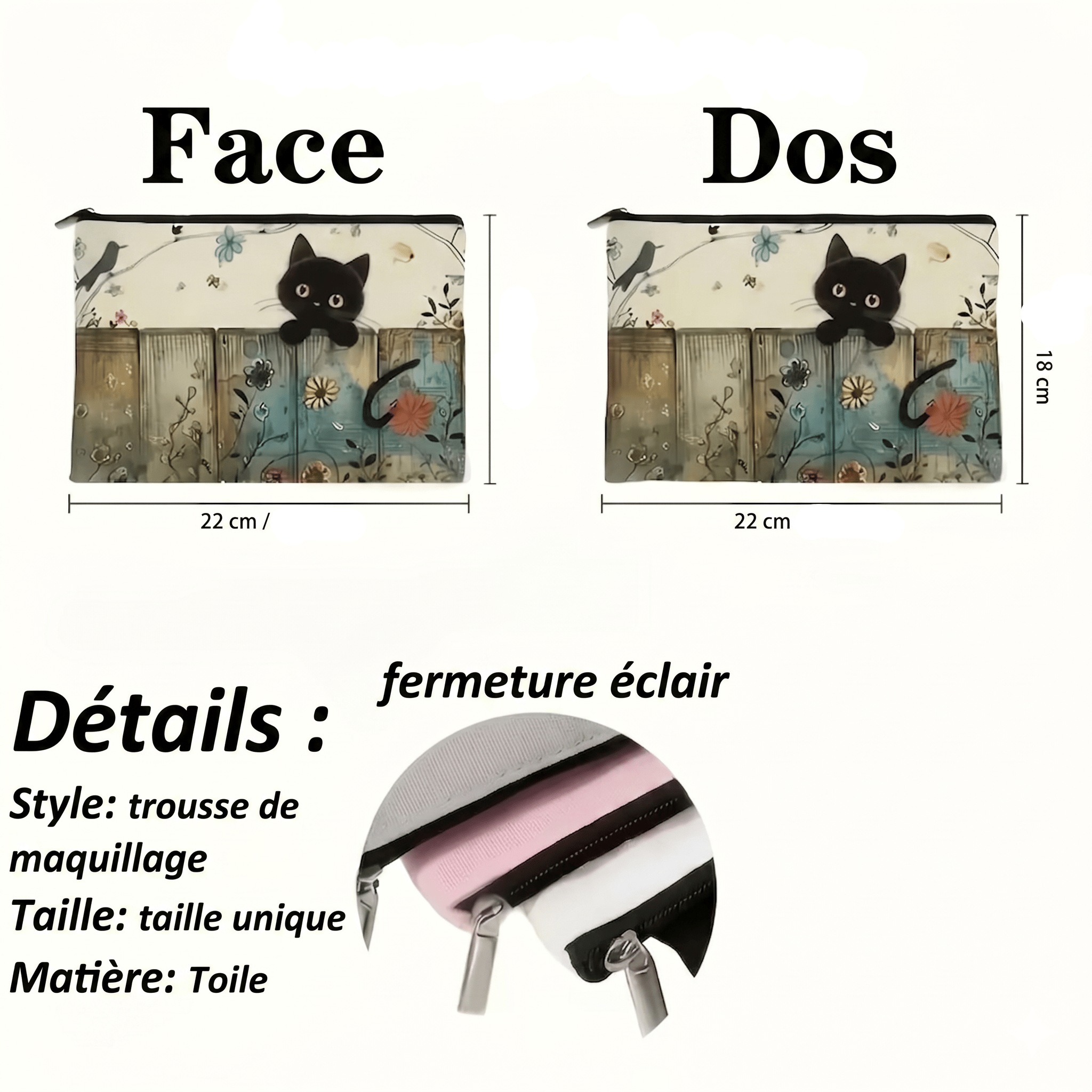 Pochette Zippée Multi-Usages Imprimé Chat Mignon LUNAVIA PANTS