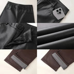 L'Audacieux – Pantalon Large Taille Haute en Simili Cuir