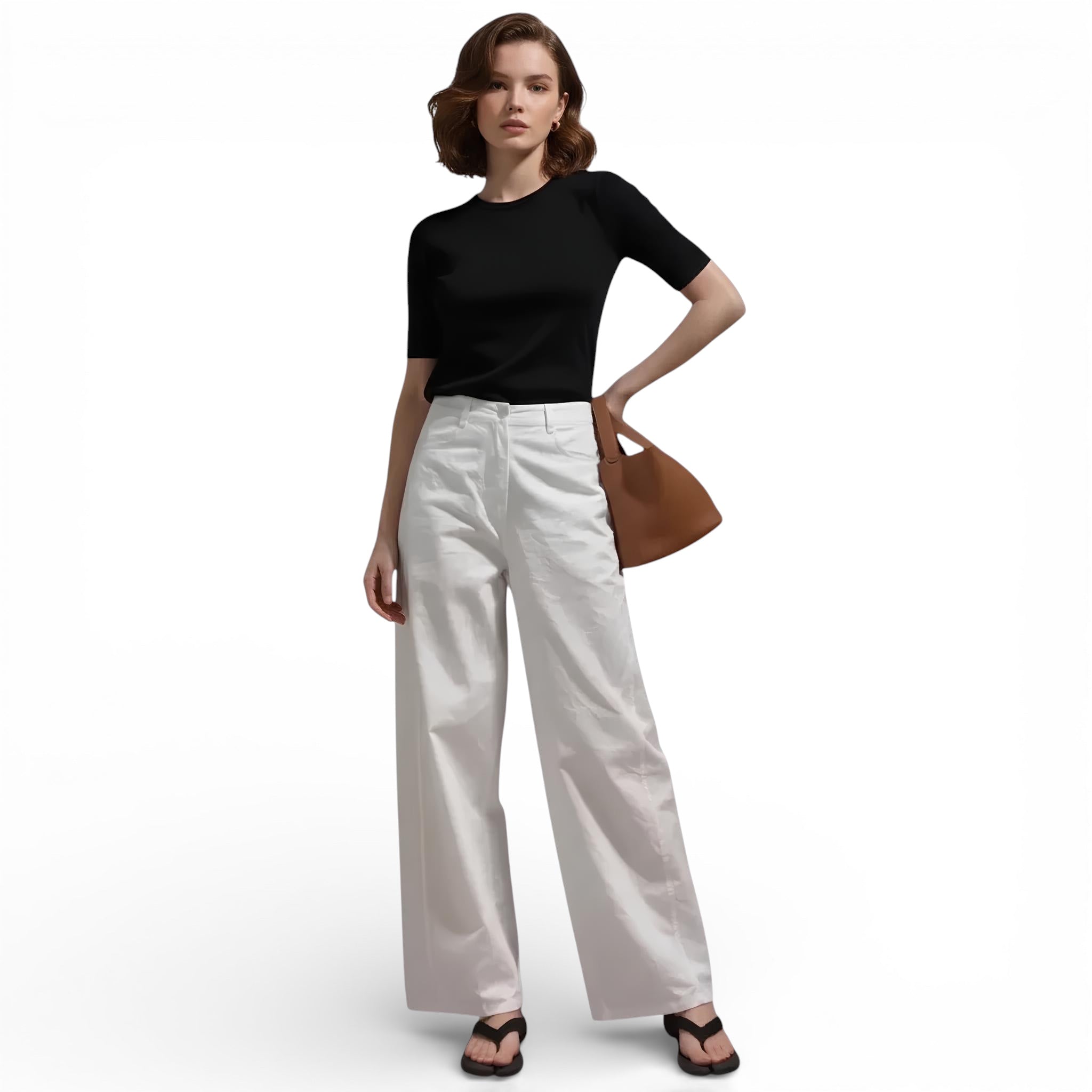 Pantalon en lin mélangé style décontracté