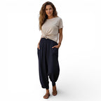 Pantalon  lin mélangé style "boho" vintage taille haute