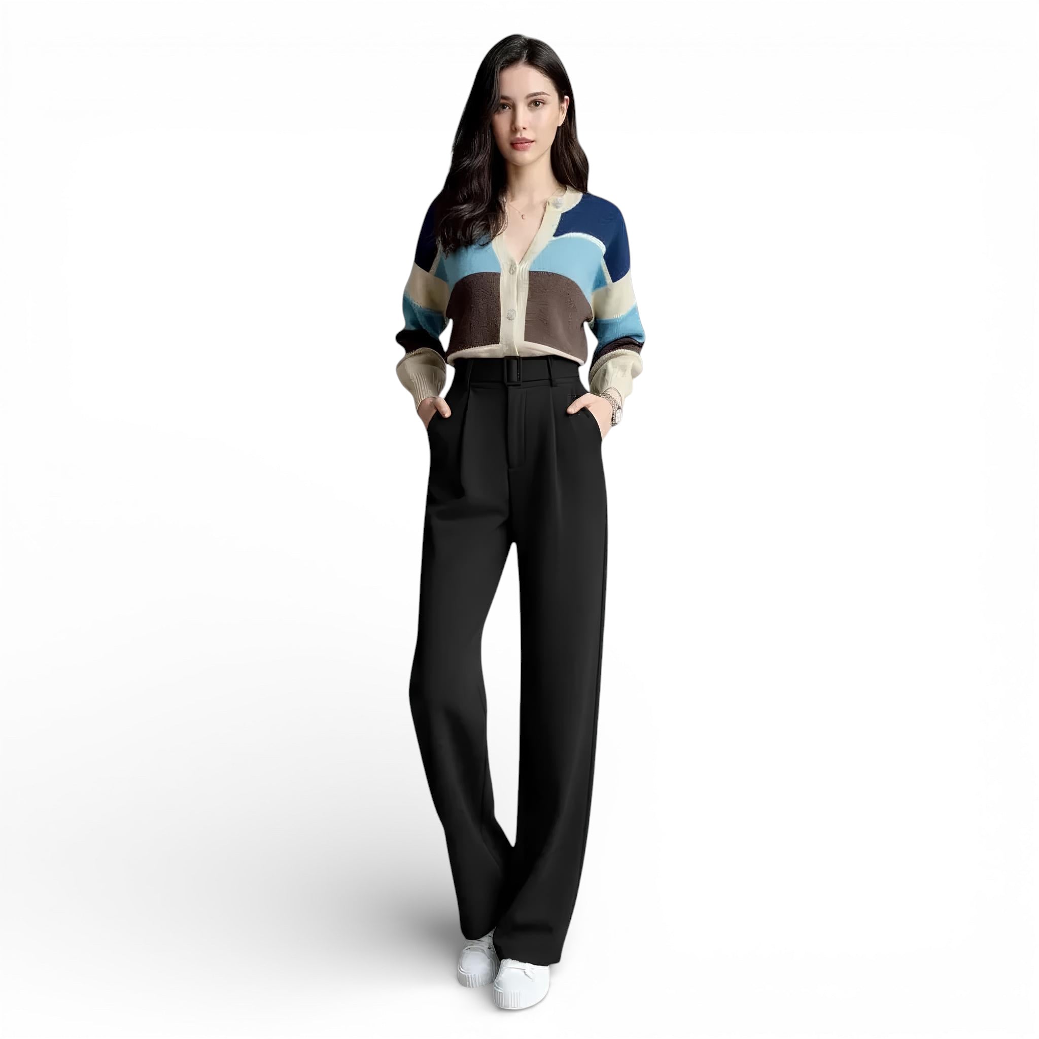 Pantalon style large taille haute - modèle automne/hiver