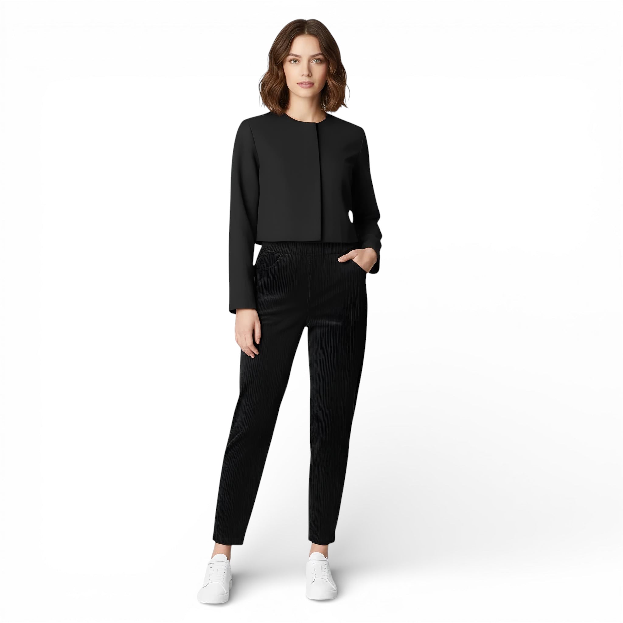 Pantalon en velours côtelé - taille haute - doublure en peluche