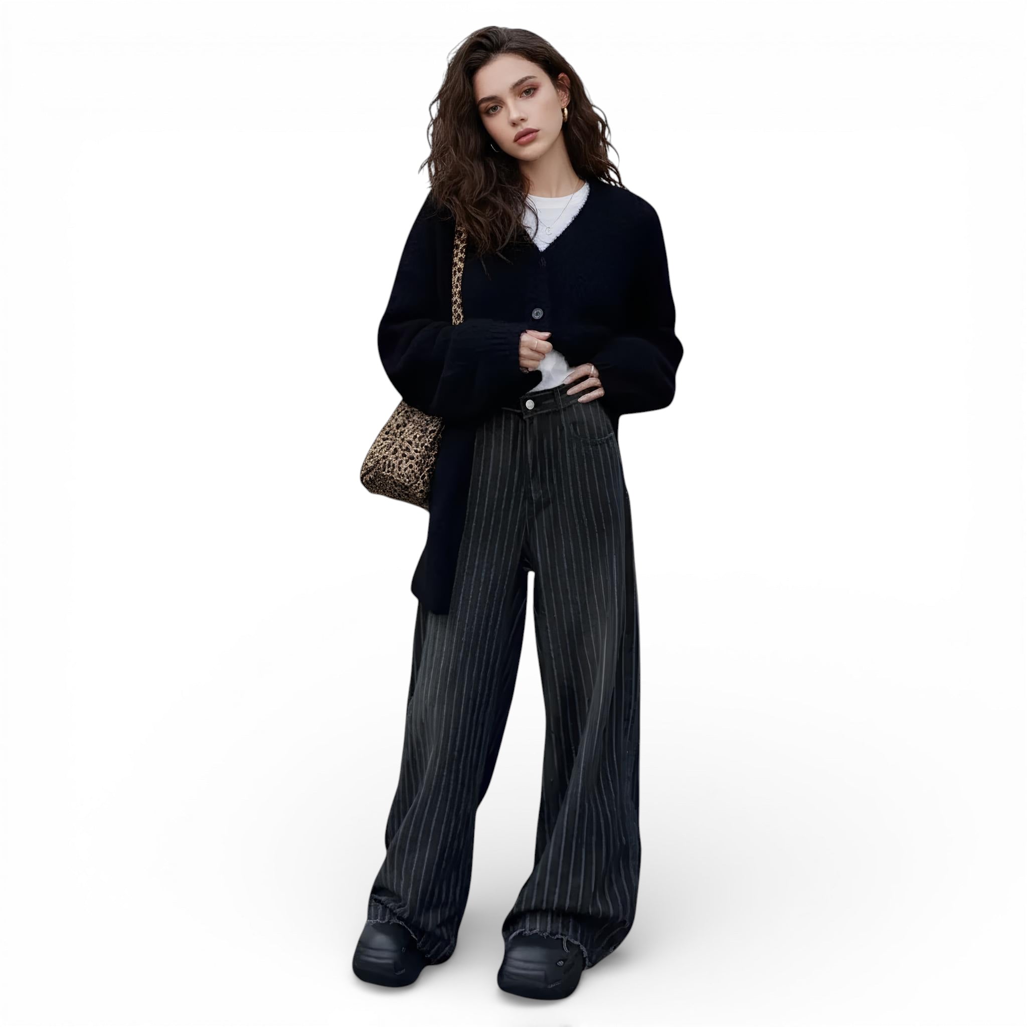 Pantalon large style Baggy-modèle rayé