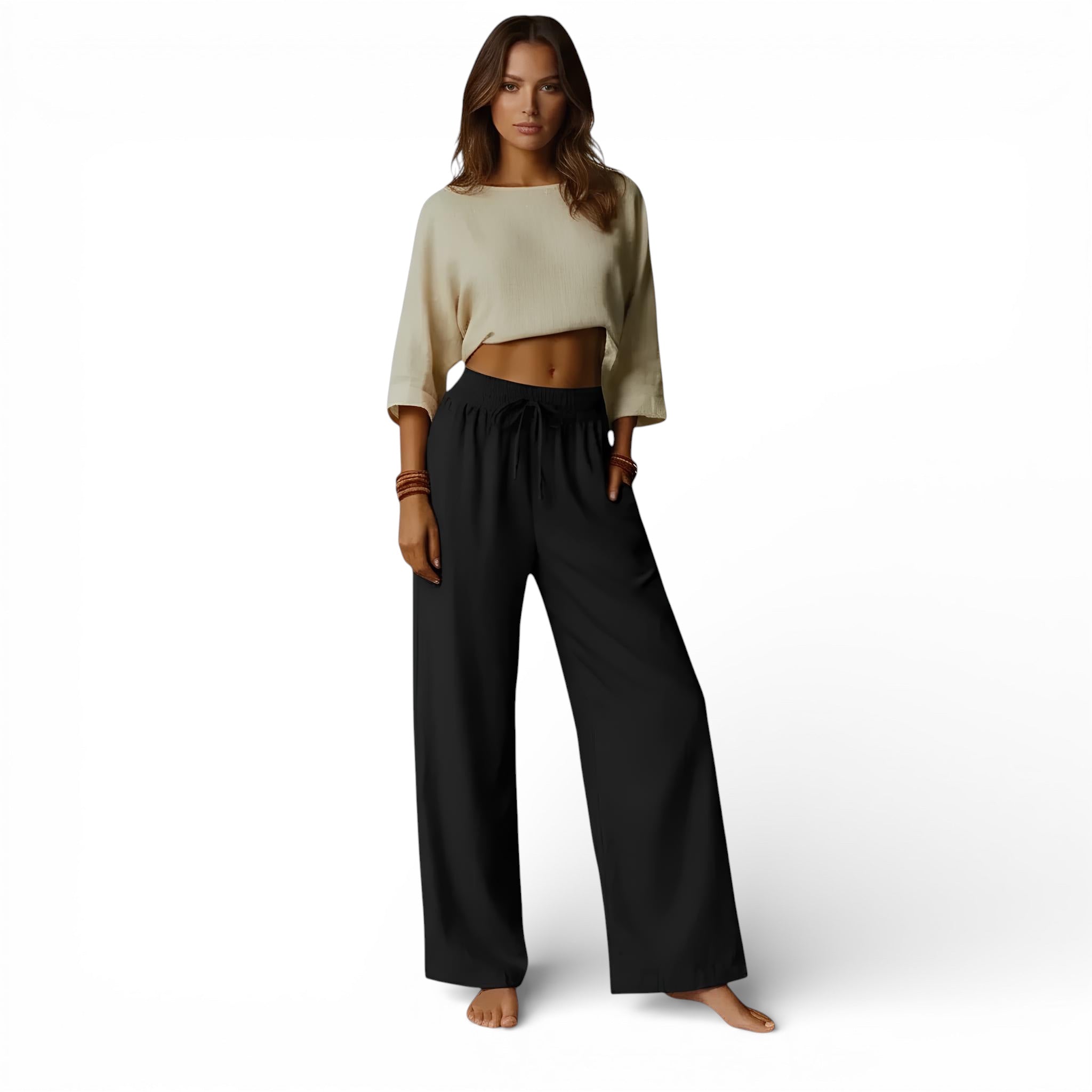 Pantalon en lin mélangé style large