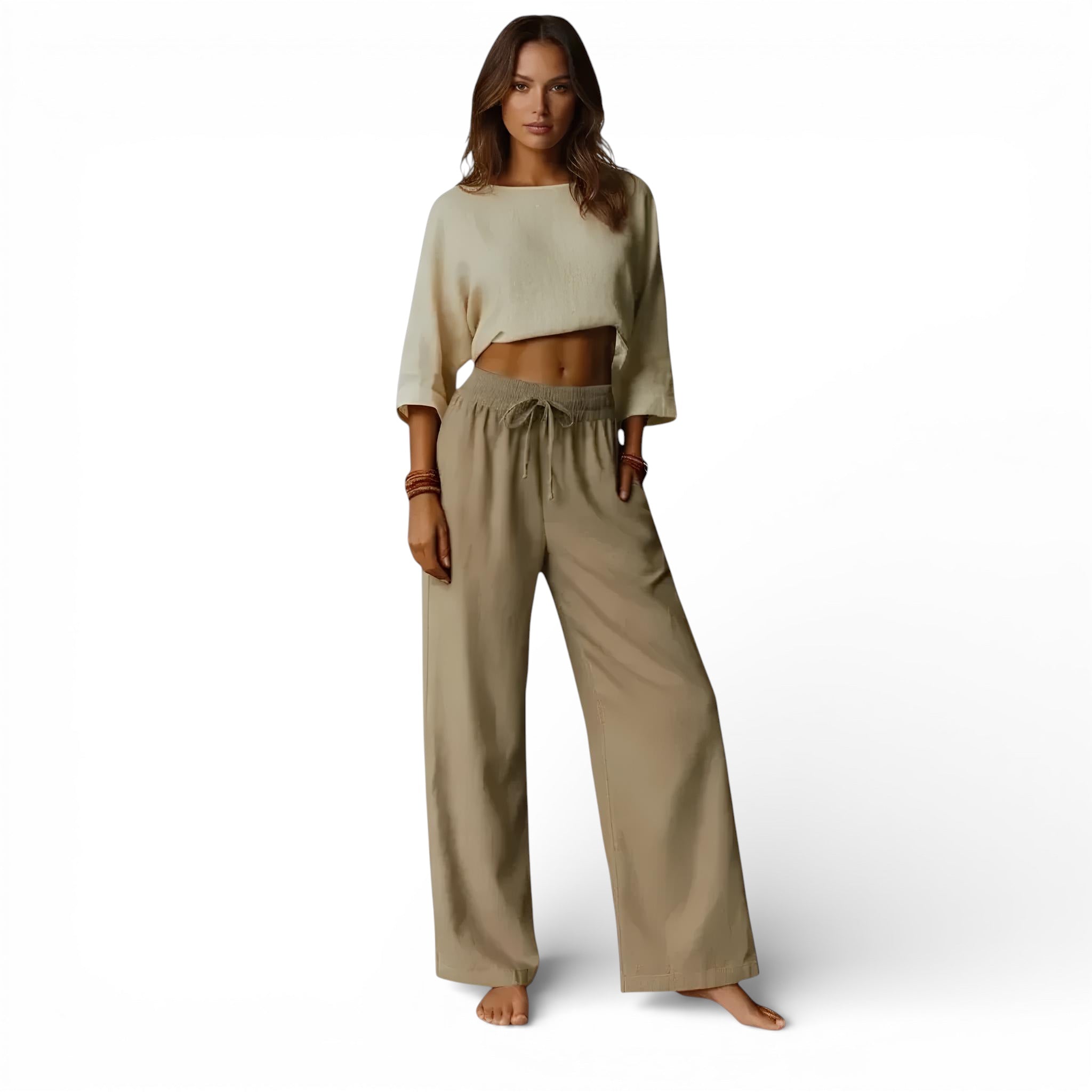 Pantalon en lin mélangé style large