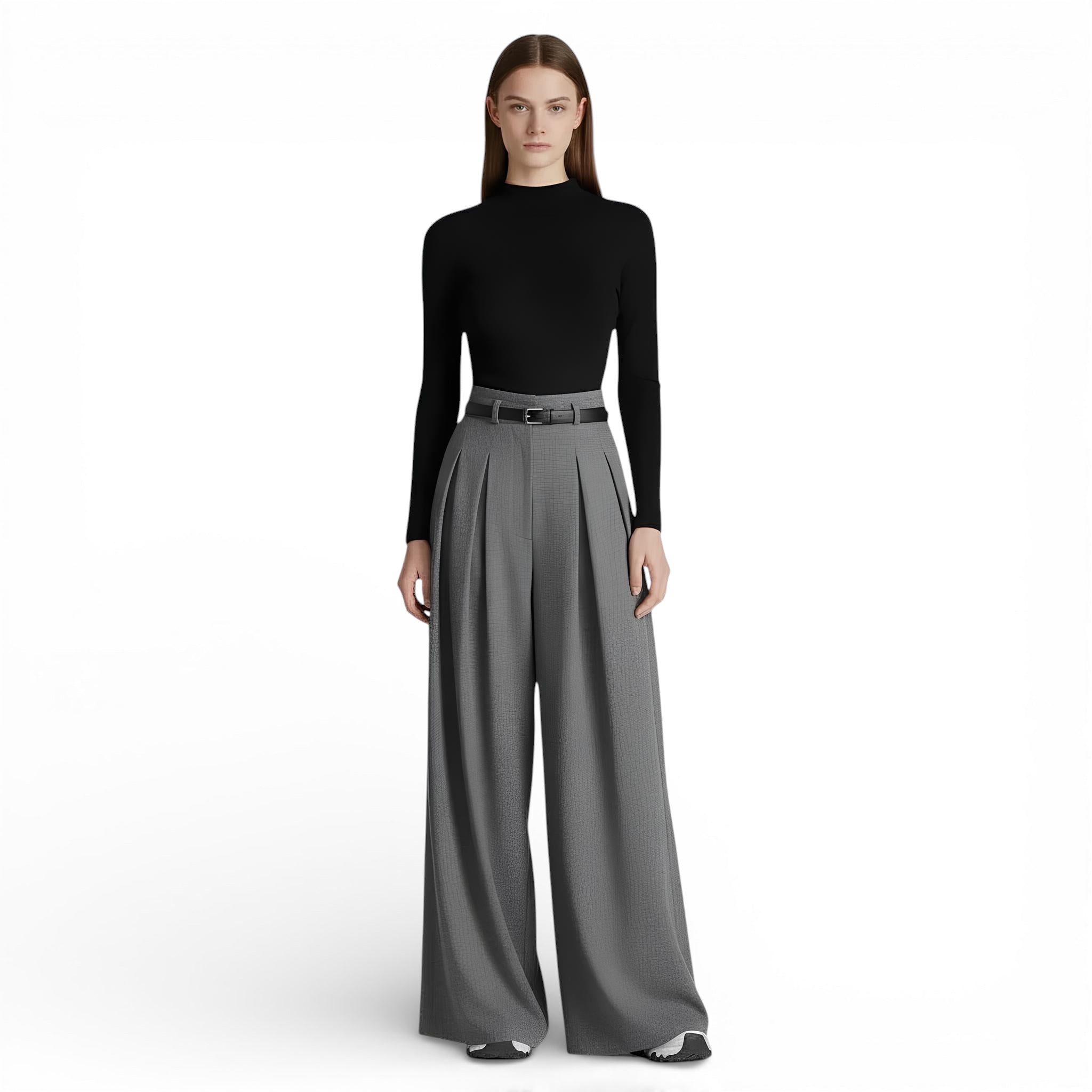 Pantalon de costume effet amincissant jambe large