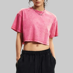 T-shirt Court Effet Délavé Vintage - Crop Top Oversize Streetwear