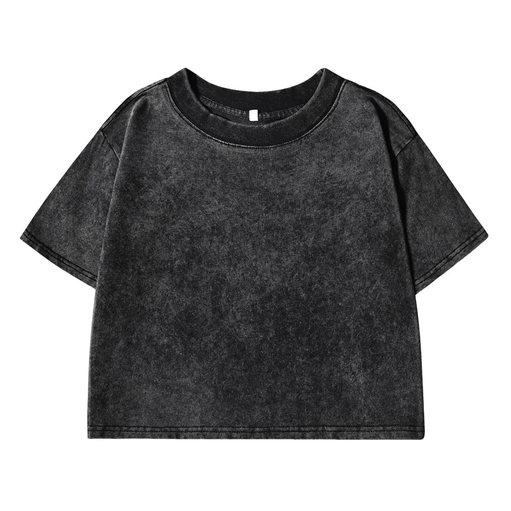 T-shirt uni slim délavé pour femme, en coton doux, manches courtes, vêtement tendance pour femme LUNAVIA PANTS