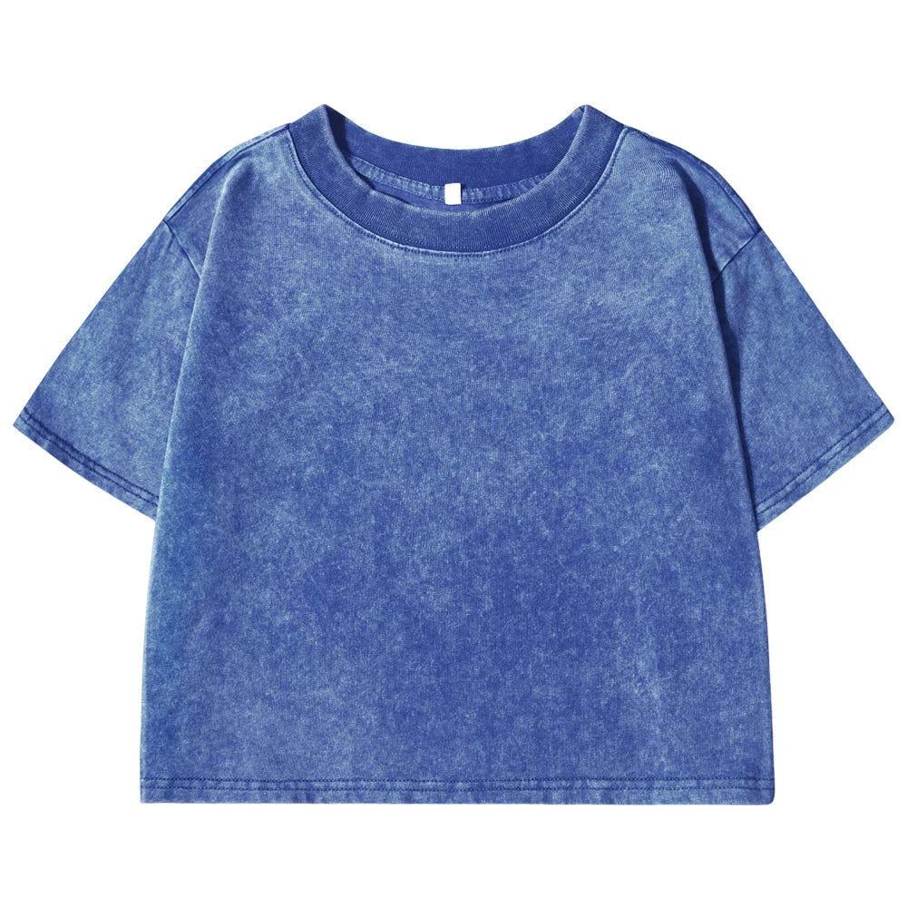 T-shirt uni slim délavé pour femme, en coton doux,  manches courtes, vêtement tendance pour femme LUNAVIA PANTS