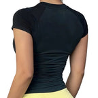 haut de sport à manches courtes pour femmes, haut de yoga, vêtements d'entraînement, t-shirt de sport, vêtements de fitness, hauts de course serrés LUNAVIA PANTS