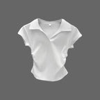 Coton été Sexy femmes t-shirt maigre mince basique solide haut court à manches courtes Polo t-shirt haut décontracté t-shirt pour les femmes LUNAVIA PANTS