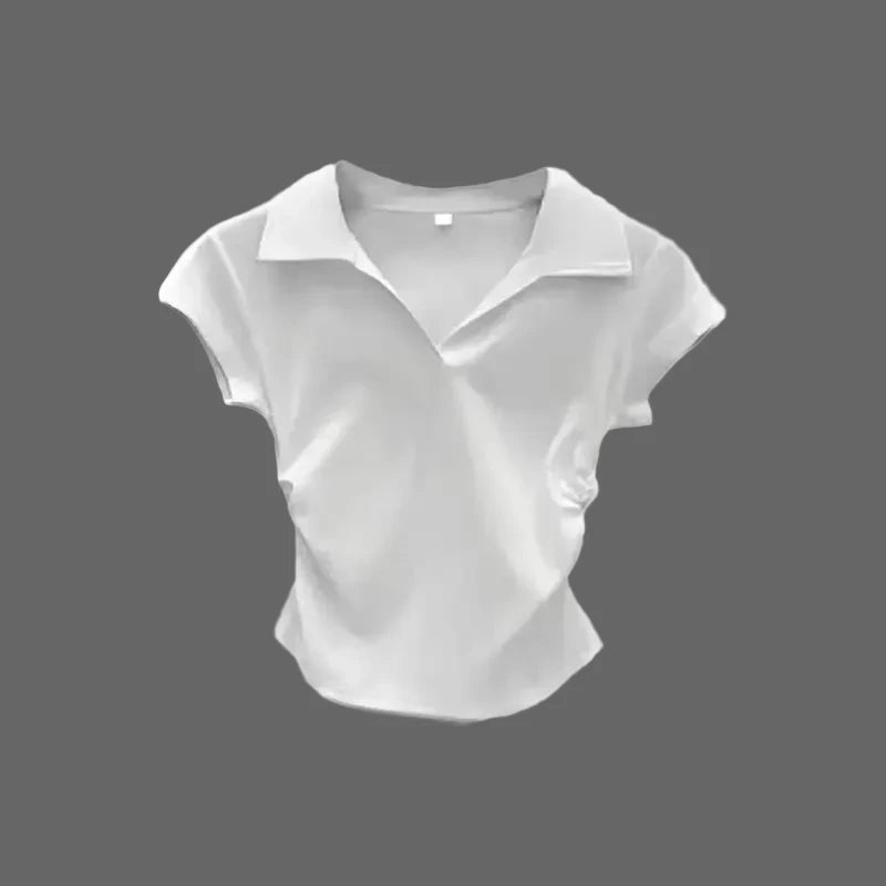 Coton été Sexy femmes t-shirt maigre mince basique solide haut court à manches courtes Polo t-shirt haut décontracté t-shirt pour les femmes LUNAVIA PANTS