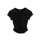 Coton été Sexy femmes t-shirt maigre mince basique solide haut court à manches courtes Polo t-shirt haut décontracté t-shirt pour les femmes LUNAVIA PANTS