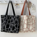 Tote Bag Kawaii Motif Félin – Grand Sac à Main en Toile LUNAVIA PANTS